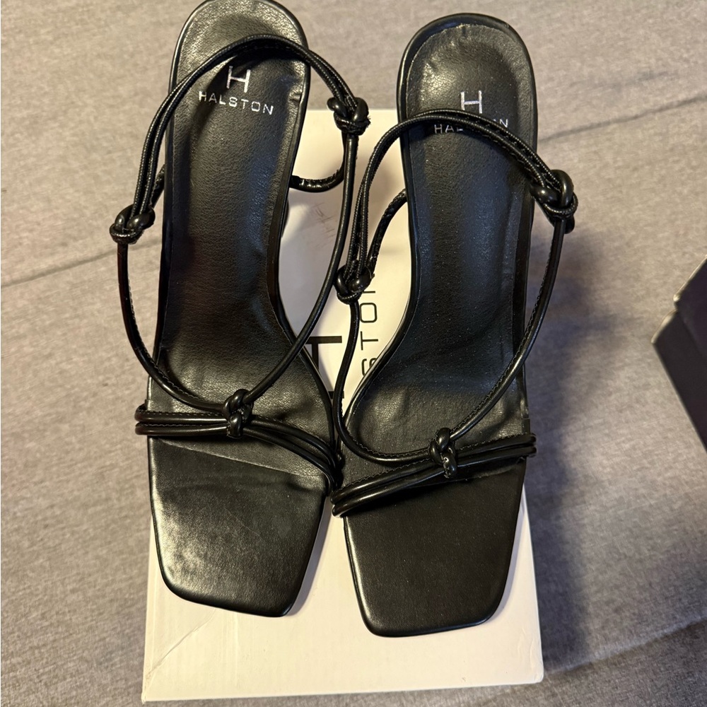 Halston Heritage Black Strappy Heels